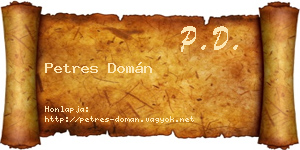 Petres Domán névjegykártya